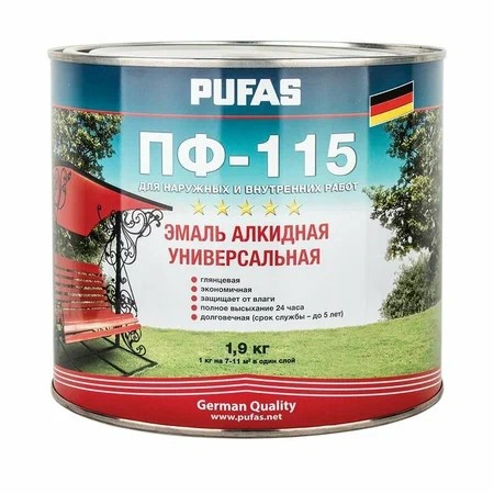 ПУФАС Эмаль ПФ-115 ГОСТ белая (1,9кг)
