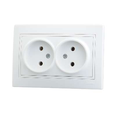 Розетка 2-м СП Мира без заземл. керам. бел/бел. Lezard 701-0202-128