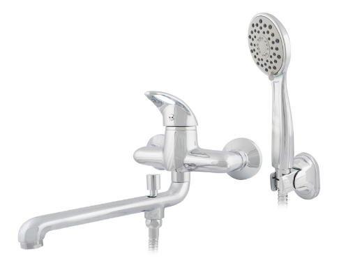 МИКС ЭНД ФИКС 1107 Смеситель для ванны Зефир одноручный с L-изл. 300 мм и аксес.  (картридж d=40мм)