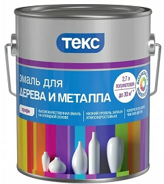 Эмаль алкидная для дерева и металла ТЕКС ПРОФИ полуматовая, белая, 2,7л