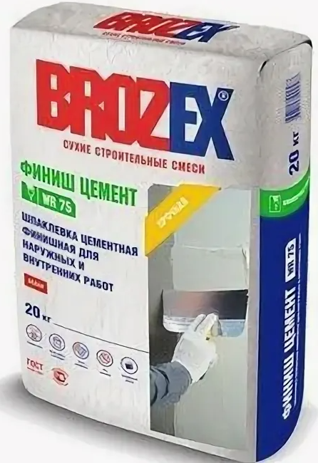 Смесь шпаклевочная "Brozex WR 75 Финиш Цемент " 20,0 кг (бывш.ШС-35) (ЗССС) *1/56