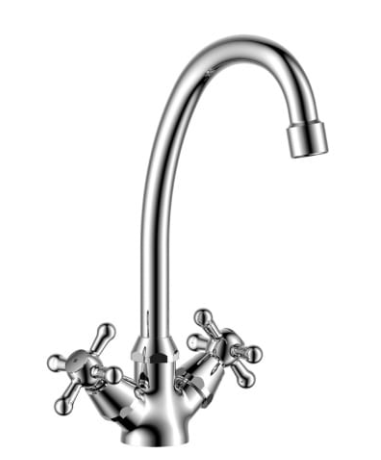 Смеситель для кухни двуручный поворотный излив хром L=260мм ROSSINKA Y02-71