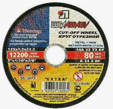 Круг отрезной 125*1,2*22 по МЕТАЛЛУ А 54 S BF 80 2 мет.+нерж.(Луга)  *50/400