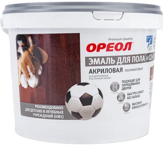 Эмаль "Ореол" акриловая для пола полуматовая золотисто-коричневая 2,3 кг (Ростов-на-дону)*1/4