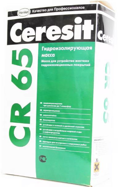 Гидроизоляционная масса Церезит (Ceresit) CR65 для устройства жестких покрытий, 20кг