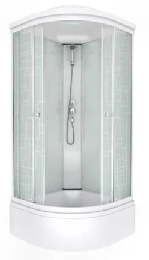 Кабина душевая "Стандарт Б3" ДН4, ПОЛОСЫ 90*90 полукруг, глуб. поддон (кабина/9 мест+сифон Е410CL)