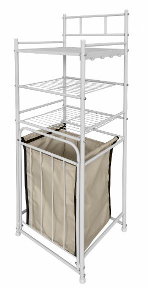 Стеллаж с корзиной для белья 3-х ярусный арт.СК21 цв.белый 685х380х85