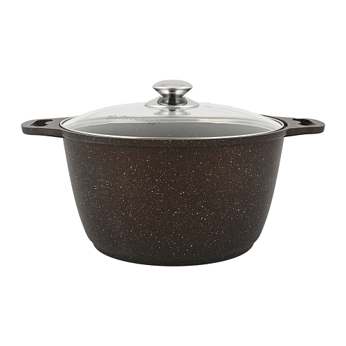 Кастрюля 6л со стеклянной крышкой АП (кофейный мрамор)
