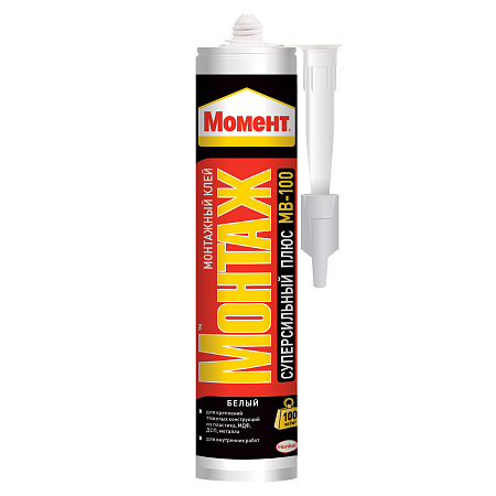 Жидкие гвозди  "Момент" Монтаж СуперсилПлюс белый 400г МВ-100 1079437немороз(Хенкель)(до+5)*1/12
