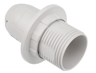 EKF Патрон Е14 пластиковый с кольцом, термостойкий пластик, белый, LHP-E14-r