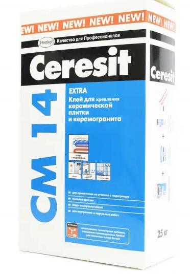Клей для плитки и керамогранита Церезит СМ14 Экстра (Ceresit CM14 Extra)для внутр. и нар. работ 25кг