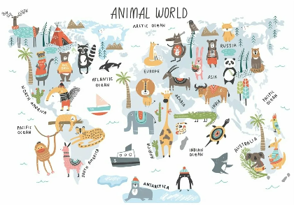 К-179 Фотообои Симфония "Волшебная карта мира", 4 листа, 2000х1400мм