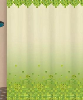 Штора  для ванной "V-line" п/эстер 180*180см "Мозаика" салатовая арт.1582-2 *1/20