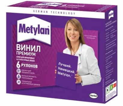 Обойный клей "Метилан Винил Премиум" 200 г БЕЗ ИНДИКАТОРА горизон.пачка1960496 (Хенкель)*1/24