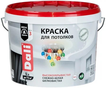 Краска водоэмульсионная DALI для потолков 9л акриловая (20903)