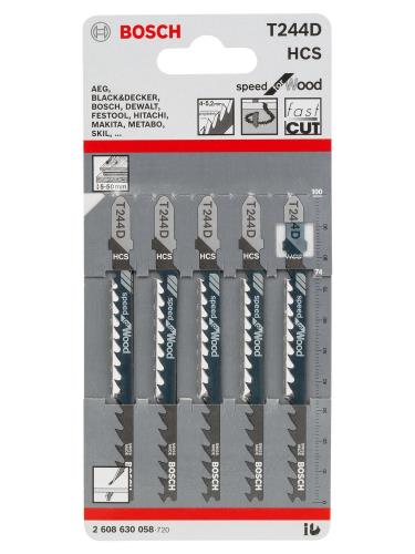 Пилки лобз. "BOSCH" Т244 D HCS, мягкая древесина, ДВП, ДСП, быстрый кривой рез, 75мм 2608630058