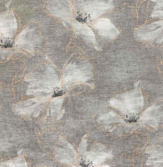Элизиум/Fleur/Обои/Белый цветок на серо-коричн. фоне к Е37108/Компактный винил на флизелине/1,06*10/