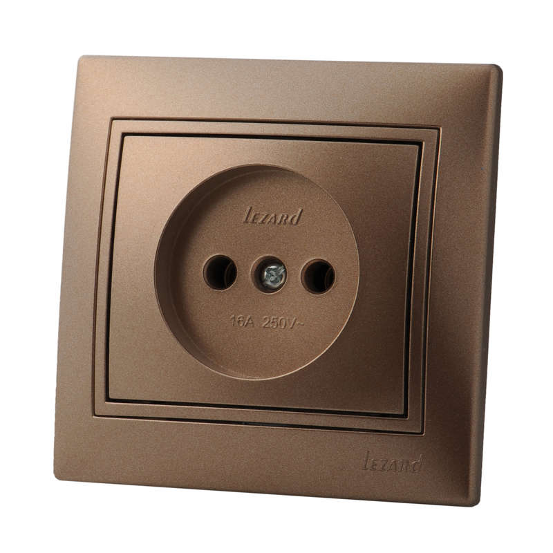 Розетка 1-м СП Мира без заземл. керам. свет. корич. перламутр Lezard 701-3131-121