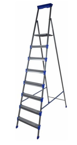 Стремянка металл. 8 ступеней широкие `Ника` СМ8 (высота до платформы 1,73 м)