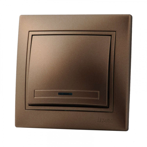 Выключатель 1-кл. СП Мира с подсвет. свет. корич. перламутр Lezard 701-3131-111