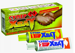 Клей "Супер-Хват" эпоксидный 2 тубы 45мл (Новбытхим) *1/12