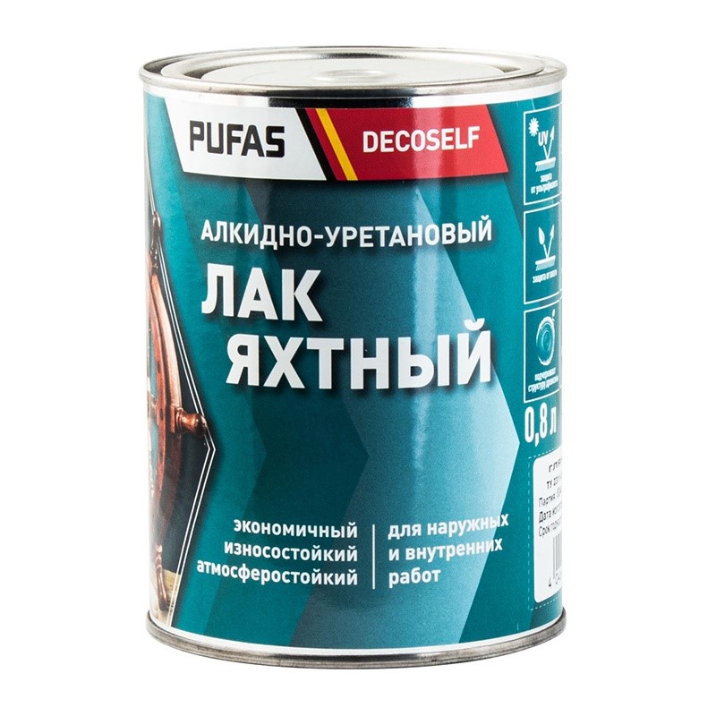 ПУФАС Лак яхтный полуматовый Decoself (0,8л)
