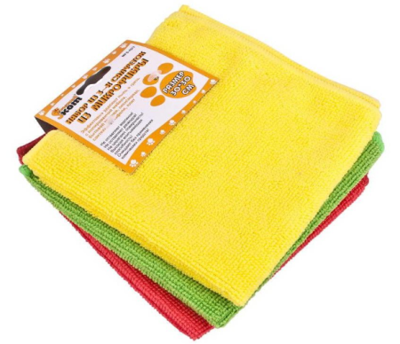 Салфетка для уборки 30*30см, микрофибра, 3шт/уп, цена за уп, MFS-02/3  310239, Рыжий Кот
