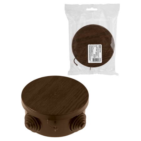 TDM коробка распред. D85х40 мм ОУ IP54 бук, с крышкой, 4 входа, инд. штрихкод SQ1401-0602