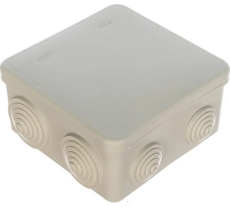 Коробка распределительная ОП 100х100х50мм 8 вводов откид. крышка IP54 сер. Ruvinil 67045