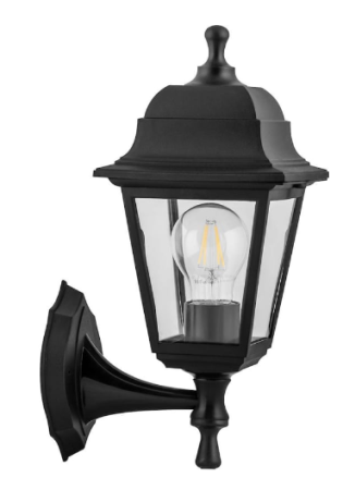 ЭЛЕКТ НБУ Дели Черный св-к пласт. сад-парк E27 60W 164х192х223мм 4-гран бра, пласт.расс. IP44