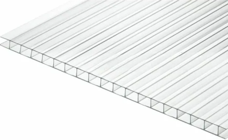 Поликарбонат сотовый 2100х6000х6 мм, 0,75 кг/м2, прозрачный, защитная пленка с 1 стороны