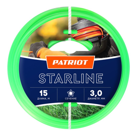 Леска 3,0мм PATRIOT Starline  (15м, звезда, зеленая ) *1/10/80