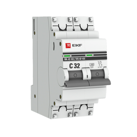 EKF PROxima автоматический выкл. ВА 47-63 2P 32А 4,5kA х-ка С mcb4763-2-32C-pro (с опломбировкой)