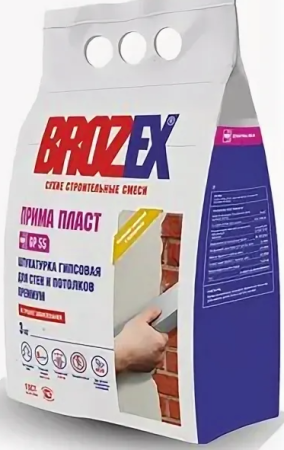 Штукатурка гипсовая GP 55 Прима Пласт 3 кг BROZEX *5/150