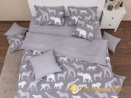 КПБ 1,5 ранфорс 5773/2 Африка серый нав 50х70 HAPPY