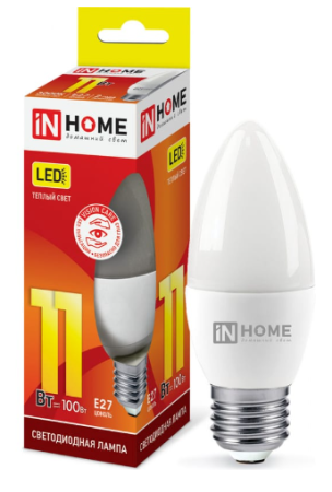 Лампа сд LED-СВЕЧА-VC 11Вт 230В Е27 3000К 1050Лм IN HOME