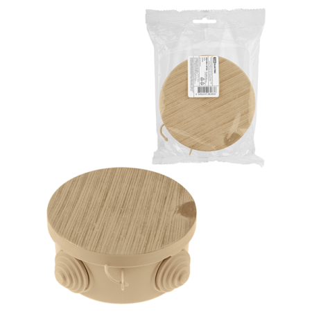 TDM коробка распред. D85х40 мм ОУ IP54 сосна, с крышкой, 4 входа, инд. штрихкод SQ1401-0702