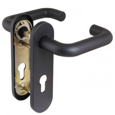 Ручка дверная DH-0433 NE (ЧЕРНАЯ) с пружиной для замка (FL-0432, 0433, 0434), НЕЙЛОН