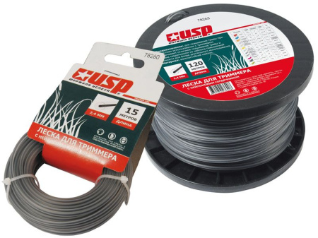 USP Леска для триммера 3,0*15 м КРУГ с нейлоновым сердечником (уп.=12 шт)