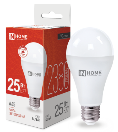 Лампа сд LED-A65-VC 25Вт 230В Е27 4000К 2380Лм IN HOME