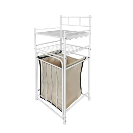 Стеллаж с корзиной для белья 2-х ярусный арт.СК01 цв.белый 685х380х85
