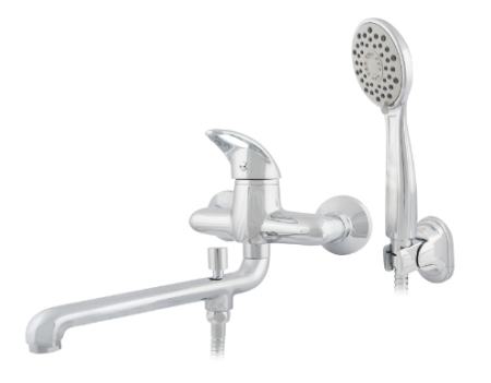 МИКС ЭНД ФИКС 1107 Смеситель для ванны Зефир одноручный с L-изл. 300 мм и аксес.  (картридж d=40мм)