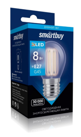 Лампа св/д Smartbuy шар G45 E27 8,5W(8W) 4000K матовая пластик SBL-G45-8_5-40K-E27