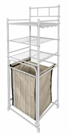 Стеллаж с корзиной для белья 3-х ярусный арт.СК21 цв.белый 685х380х85