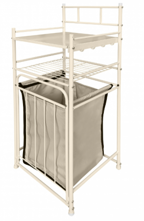 Стеллаж с корзиной для белья 2-х ярусный арт.СК03 цв.бежевый 685х380х85