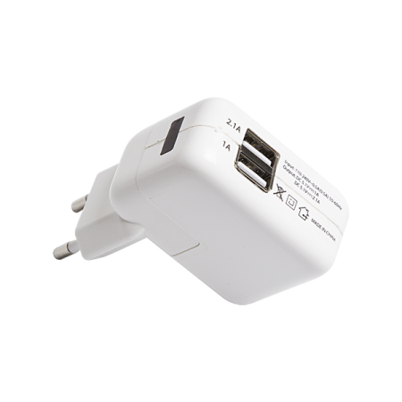 Сетевое зарядное устройство 2xUSB,  переходник+адаптер (СЗУ) (5V, 2 100mA+1000mA) REXANT