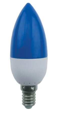 Лампа св/д Ecola свеча E14 6W Синяя матовая 100x37 C4TB60ELY