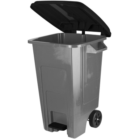 Бак 60л с педалью на колесах   (Серый/синий)
